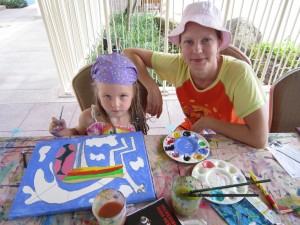 Young talented Russian guest painting her "Pegasus" for the ArtSpace